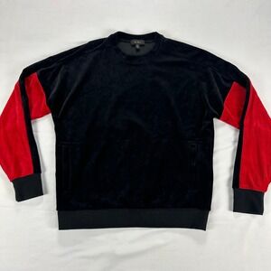 Alala Velour Pullover Sweatshirt Black Red Colorblock Long Sleeve Women's XS USA